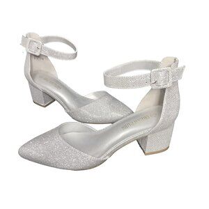 Dream Pairs Sparkly Silver Block Heels With Ankle Strap Sandals Size US 8